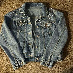 Pearl studded denim jacket